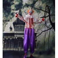 Haunted Hill Farm Lifesize Scary Animatronic Talking Clown With Motion Touch Activated Lights And Sounds Indoor Or Covered O