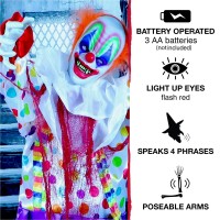 Haunted Hill Farm Lifesize Scary Animatronic Talking Clown With Motion Touch Activated Lights And Sounds Indoor Or Covered O