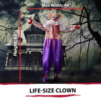 Haunted Hill Farm Lifesize Scary Animatronic Talking Clown With Motion Touch Activated Lights And Sounds Indoor Or Covered O