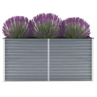 Vidaxl Galvanized Steel Garden Raised Bed Weatherresistant Outdoor Planter For Plants Vegetables Or Flowers 63X157X313