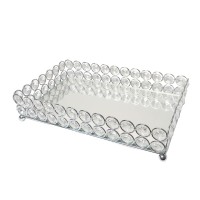 Elegant Designs Hg1010cHR Elipse crystal Decorative Mirrored Jewelry or Makeup cosmetic Perfume Vanity Organizer Tray chrome