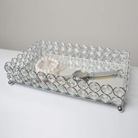 Elegant Designs Hg1010cHR Elipse crystal Decorative Mirrored Jewelry or Makeup cosmetic Perfume Vanity Organizer Tray chrome