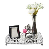 Elegant Designs Hg1010cHR Elipse crystal Decorative Mirrored Jewelry or Makeup cosmetic Perfume Vanity Organizer Tray chrome