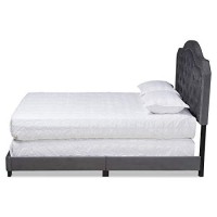 Baxton Studio Samantha Modern And Contemporary Grey Velvet Fabric Upholstered Queen Size Button Tufted Bed