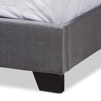 Baxton Studio Samantha Modern And Contemporary Grey Velvet Fabric Upholstered Queen Size Button Tufted Bed