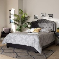 Baxton Studio Samantha Modern And Contemporary Grey Velvet Fabric Upholstered Queen Size Button Tufted Bed