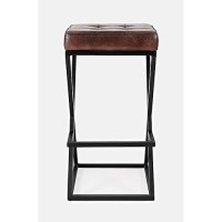 Jofran Brooks Mid-Century Leather Barstool, 15''Lx15''Wx29''H, Dark Sienna (Model: 1730-192Ds)