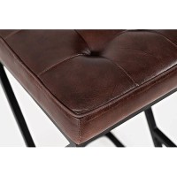 Jofran Brooks Mid-Century Leather Barstool, 15''Lx15''Wx29''H, Dark Sienna (Model: 1730-192Ds)