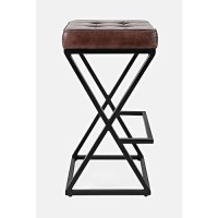 Jofran Brooks Mid-Century Leather Barstool, 15''Lx15''Wx29''H, Dark Sienna (Model: 1730-192Ds)