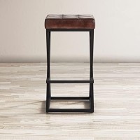 Jofran Brooks Mid-Century Leather Barstool, 15''Lx15''Wx29''H, Dark Sienna (Model: 1730-192Ds)