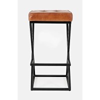 Jofran Brooks Mid-Century Leather Barstool, 15''Lx15''Wx29''H, Saddle (1730-192S)