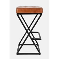 Jofran Brooks Mid-Century Leather Barstool, 15''Lx15''Wx29''H, Saddle (1730-192S)