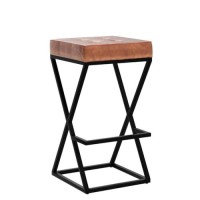 Jofran Brooks Mid-Century Leather Barstool, 15''Lx15''Wx29''H, Saddle (1730-192S)