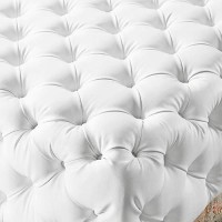 Modway Amour Tufted Vegan Leather Upholstered White, Large Square Ottoman