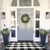 Mubin Cotton Buffalo Plaid Rug 275 X 43 Inches Black And White Check Rugs Handwoven Indoor Or Outdoor Rugs For Layered Door Ma