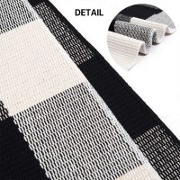 Mubin Cotton Buffalo Plaid Rug 275 X 43 Inches Black And White Check Rugs Handwoven Indoor Or Outdoor Rugs For Layered Door Ma