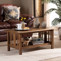 Baxton Studio Rylie Traditional Transitional Mission Style Walnut Brown Finished Rectangular Wood Coffee Table