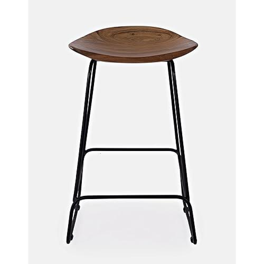 Jofran Nature'S Edge Solid Acacia Modern Backless Counter Height Barstool (Set Of 2), Chestnut