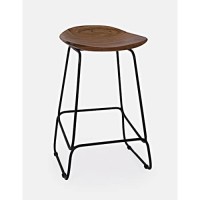 Jofran Nature'S Edge Solid Acacia Modern Backless Counter Height Barstool (Set Of 2), Chestnut