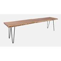 Jofran Nature'S Edge Solid Wood Modern Live Edge Bench For Dining Room Or Bedroom, Natural, 70