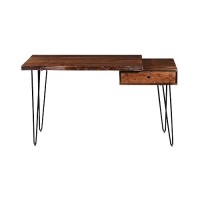 Jofran Nature'S Edge Modern 54'' Solid Wood Live Edge Desk With Drawer For Work Or Home, Chestnut