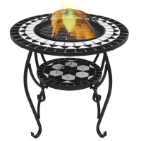 vidaXL Mosaic Fire Pit Table Black and White 268 Ceramic 46725