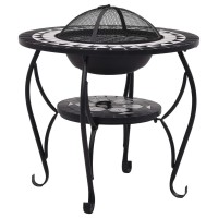 vidaXL Mosaic Fire Pit Table Black and White 268 Ceramic 46725