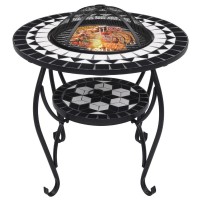 vidaXL Mosaic Fire Pit Table Black and White 268 Ceramic 46725