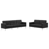 Loft Tufted Vegan Leather 2Piece Furniture Set