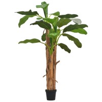vidaXL Artificial Banana Tree with Pot Realistic Lifelike Home Office Living Room Fresh Faux Plant Leaf Decor 984 Green