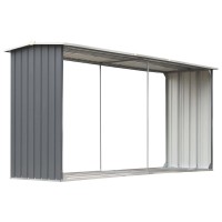 vidaXL Garden Log Storage Shed Galvanized Steel 130x362x602 Gray 44860