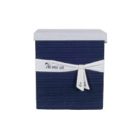 HomeRoots White, Blue 135 x 17 x 225 Blue Fabric, Basket with Bow - Decoration Set of 5