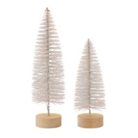 Bottle Brush Tree w LED Lights Set of 4