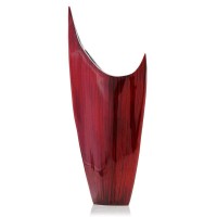 Homeroots Decor 3Inch X 8Inch X 18Inch Red Glaze Silver Pointed Vase