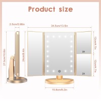 Weily Lighted Vanity Makeup Mirror 1X2X3X Magnification Trifold With 36 Led Lights Touch Screen And Usb Charging 180 Degree A