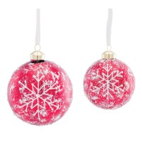 Melrose 80893 Glass Christmas Hanging Ball Ornament Set of 2 Red