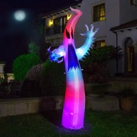 Vivohome 9Ft Height Color Changing Halloween Inflatable White Ghost With Colorful Led Lights Blow Up Outdoor Lawn Yard Decoratio