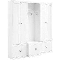 Crosley Furniture Harper 3-Piece Entryway Set With Hall Tree And 2 Pantry Closets, White