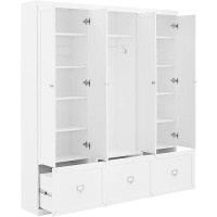 Crosley Furniture Harper 3-Piece Entryway Set With Hall Tree And 2 Pantry Closets, White