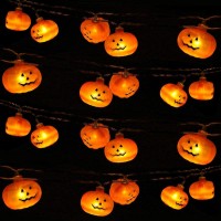 Domestar Halloween Pumpkin String Lights 10Ft 20Led Battery Operated Pumpkin Lights Halloween D Cor For Home Indoor Outdoor Hal