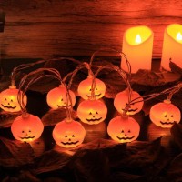 Domestar Halloween Pumpkin String Lights 10Ft 20Led Battery Operated Pumpkin Lights Halloween D Cor For Home Indoor Outdoor Hal