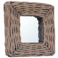 vidaXL Natural Wicker Square Mirrors 59x59 Set of 3 Handcrafted Rattan Frame Easy Wall Installation Suitable for H
