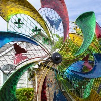 Double Colorful Pinwheel Wind Spinner