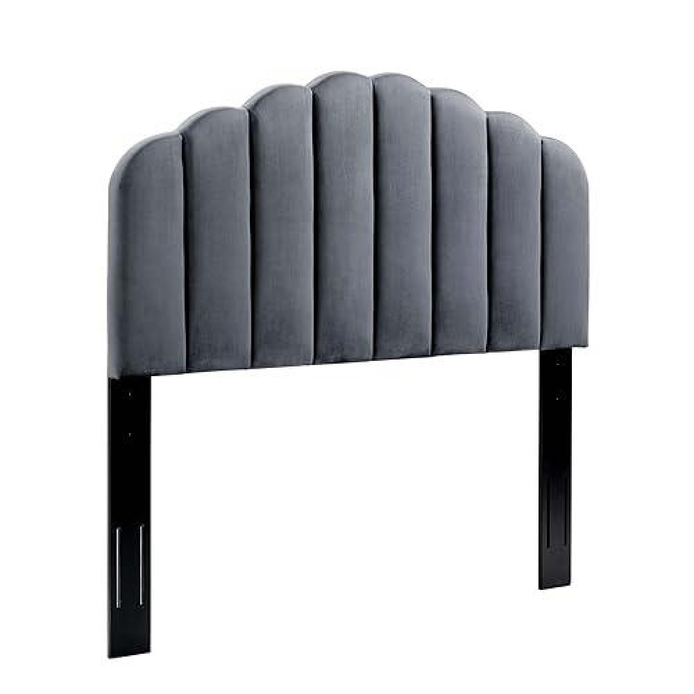 Modway Veronique Channel Tufted Performance Velvet Upholstered Full/Queen Headboard In Charcoal