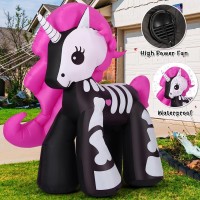 Goosh 52 Ft Halloween Inflatables Unicorn Outdoor Decorations Blow Up Yard Skeleton Unicorn With Builtin Leds For Garden Lawn