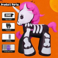 Goosh 52 Ft Halloween Inflatables Unicorn Outdoor Decorations Blow Up Yard Skeleton Unicorn With Builtin Leds For Garden Lawn