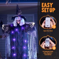 Joyin 72 Hanging Witch Decoration With Lightup Eyes And Sound Activation Function Animated Talking Witch For Halloween Decor