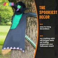 Joyin 60 Halloween Crashing Witch Decorations Outdoor With Green Hair Halloween Witch Decor For Tree Haunted House Prop Por