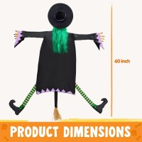 Joyin 60 Halloween Crashing Witch Decorations Outdoor With Green Hair Halloween Witch Decor For Tree Haunted House Prop Por