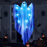 Joyin Halloween Hanging Light Up Ghost With Spooky Blue Led Light 47 White Hanging Ghosts Halloween Hanging Decoration For